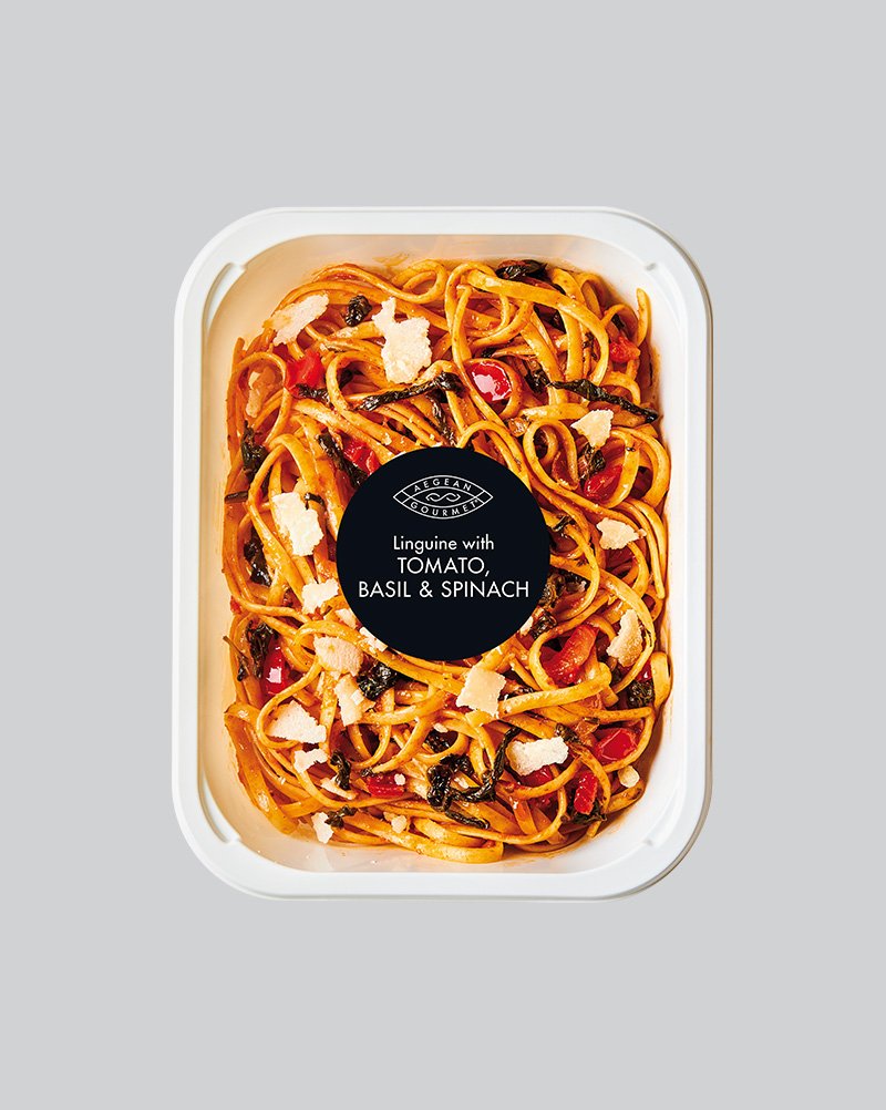 Linguine with tomato, basil & spinach